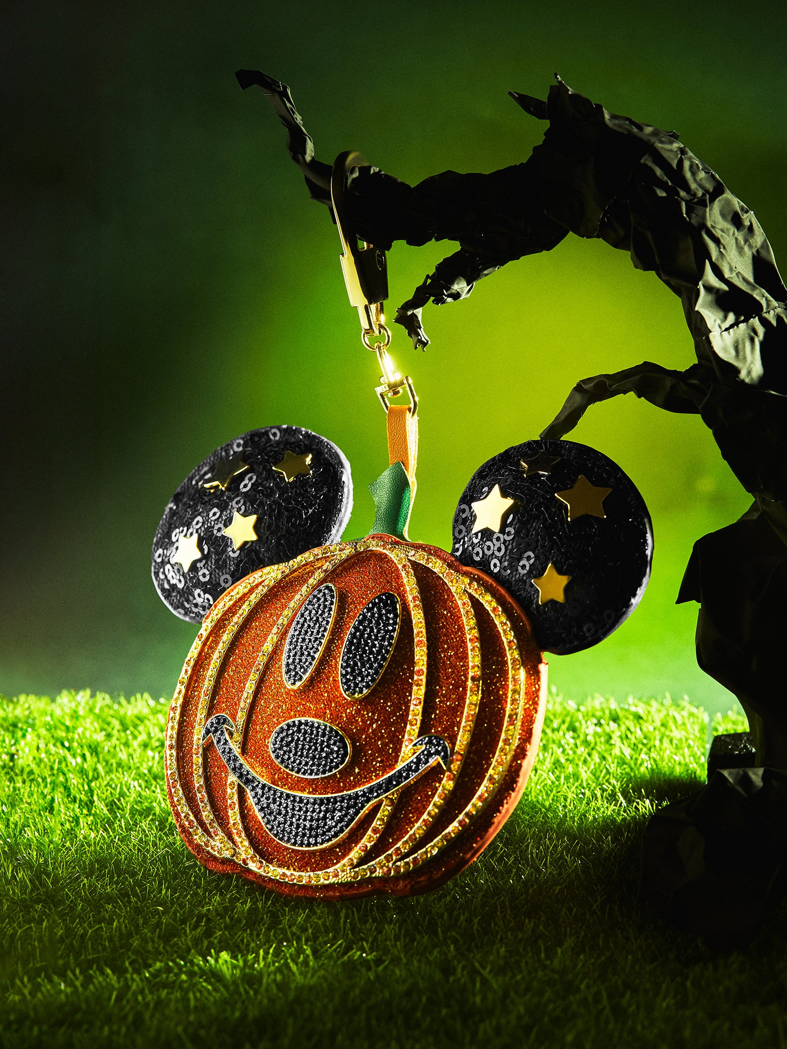 Premium Mickey Mouse Halloween Pumpkin Puff Bag Charm - Disney Magic Accessory