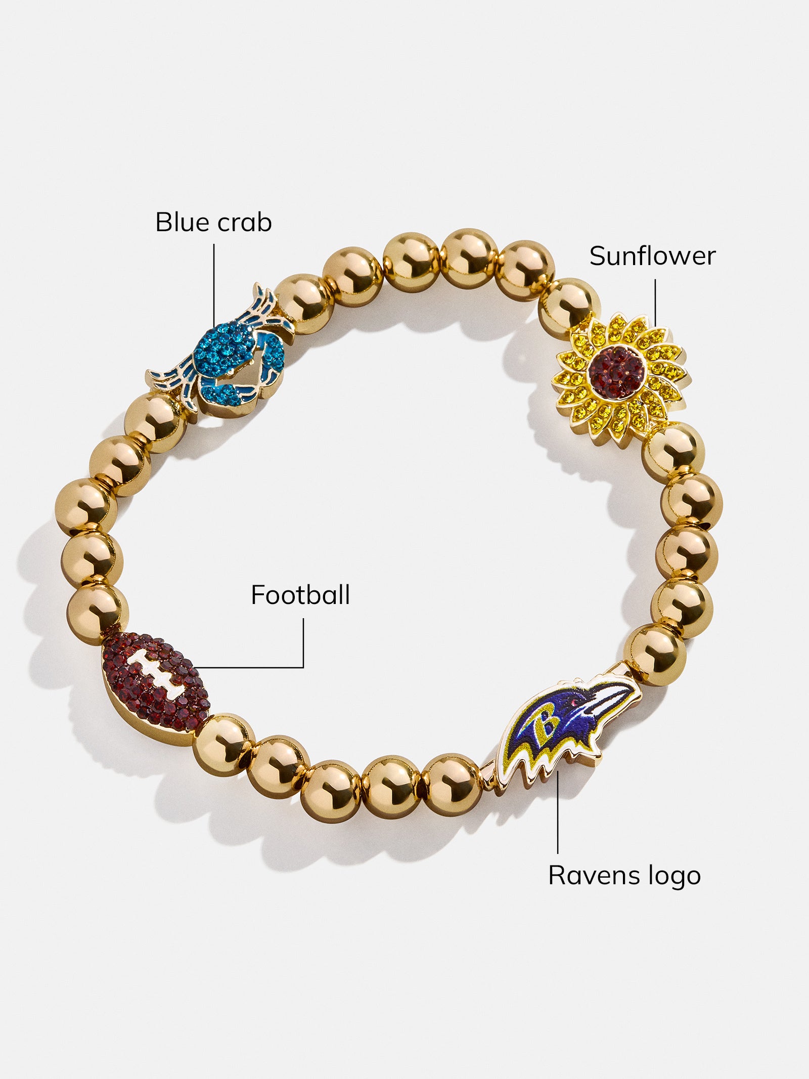 Premium Baltimore Ravens NFL Charm Bracelet - Official Team Accessory