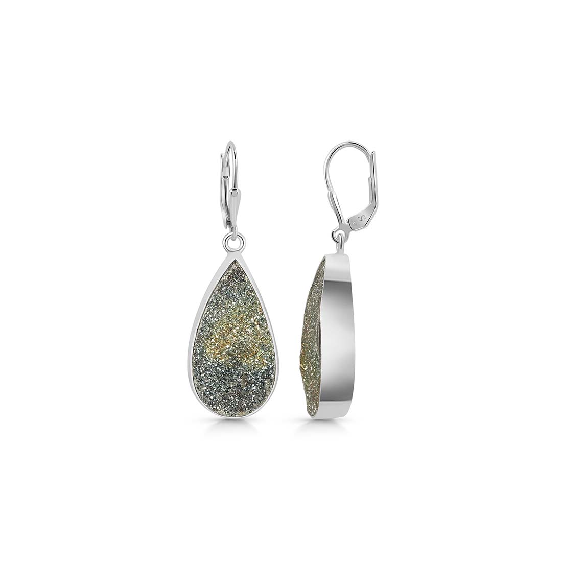 Premium Spectropyrite Druzy Earrings - Shimmering Elegance (SPD-E-22)