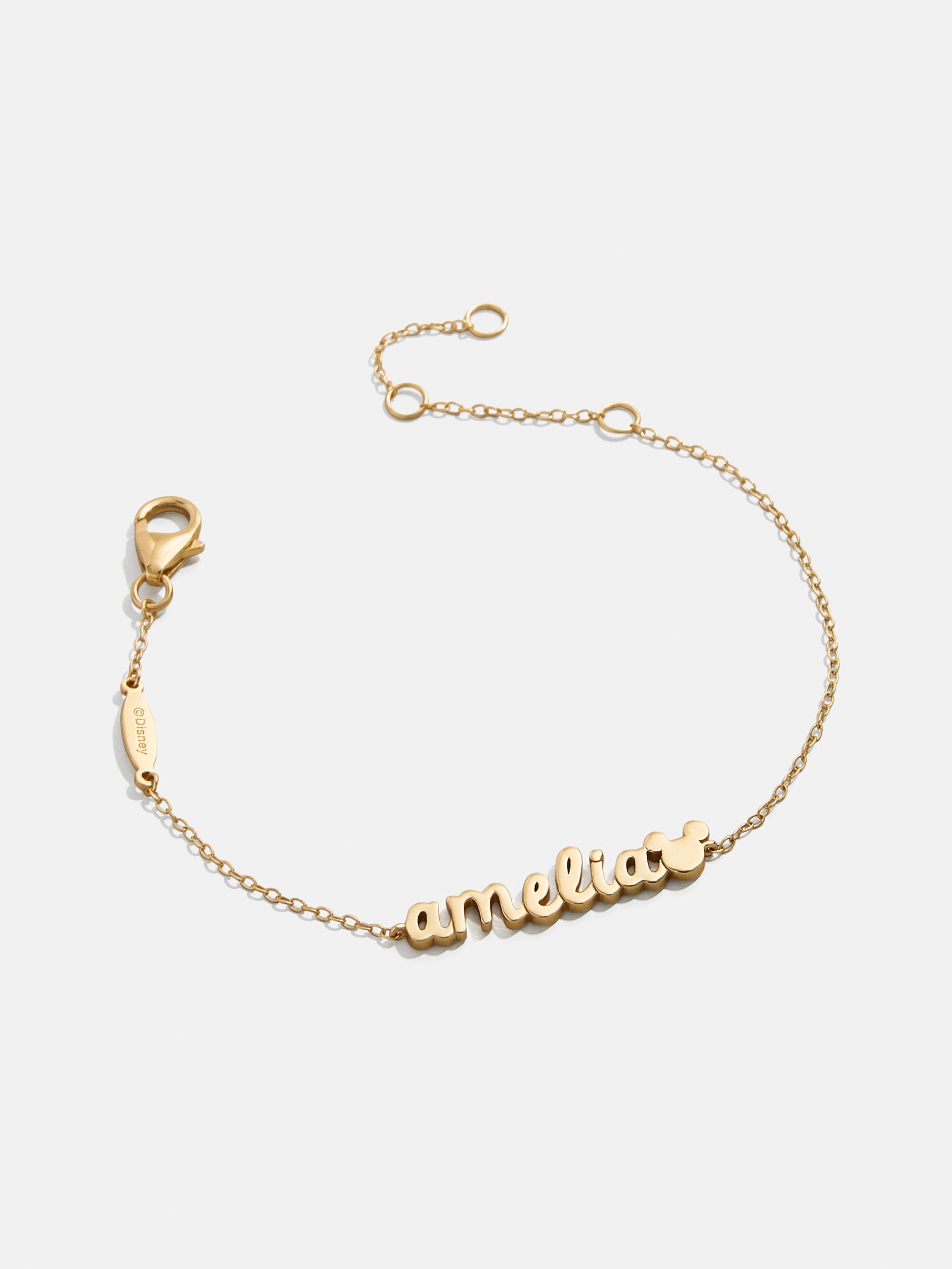 Premium Mickey Mouse 18K Gold Plated Custom Nameplate Bracelet - Disney Gold Collection