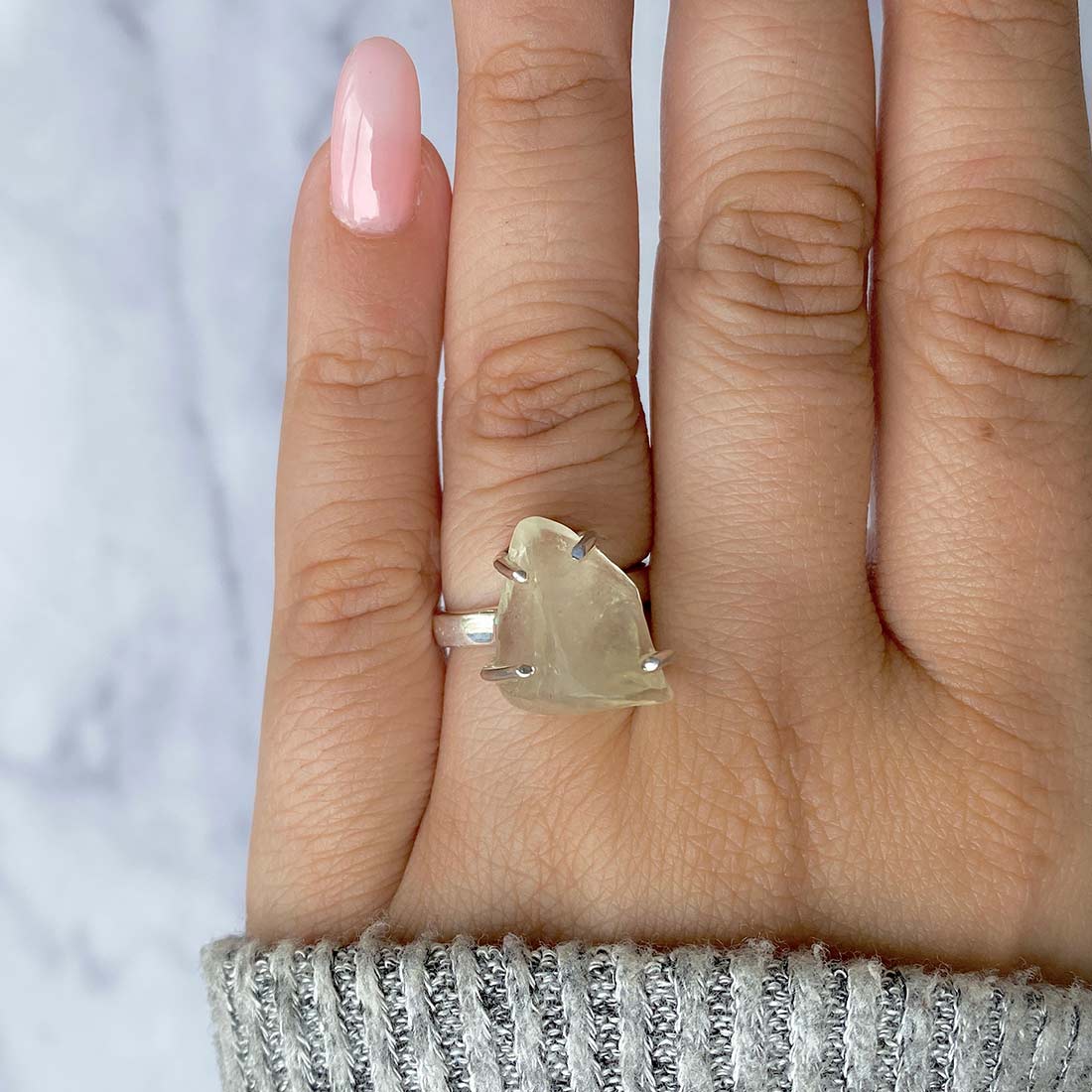 Premium Libyan Desert Glass Statement Ring - LDG-R-11