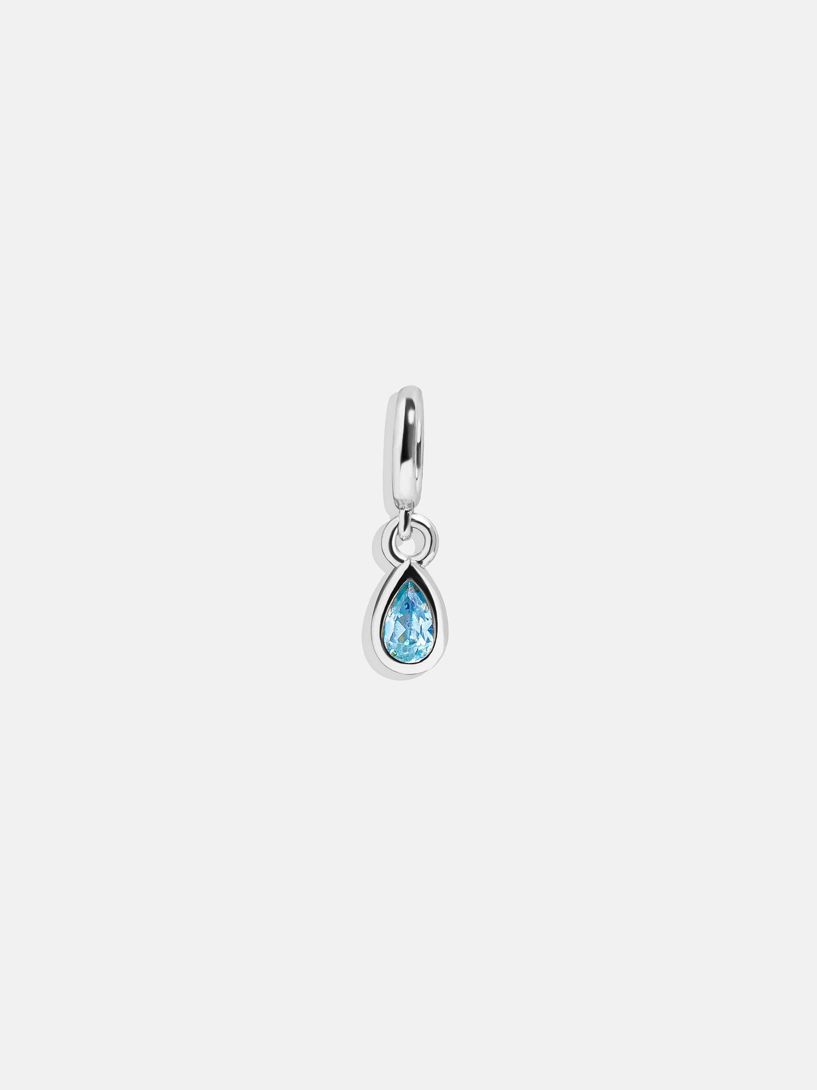 Premium Silver Birthstone Charm - Blue Zircon Elegance