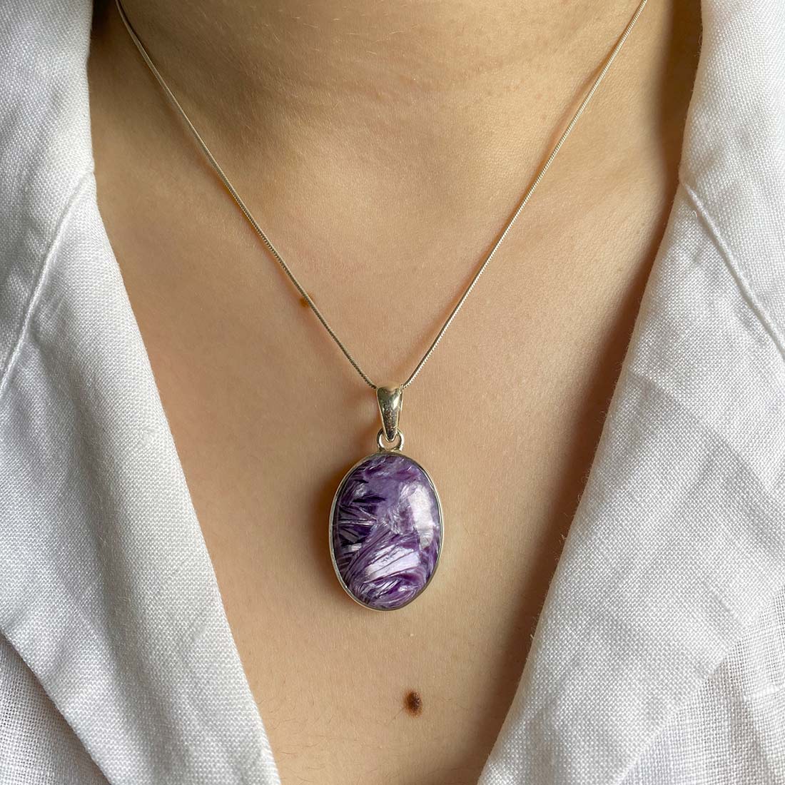 Premium Charoite Pendant - Elegant Purple Statement Jewelry (CHR-P-38)