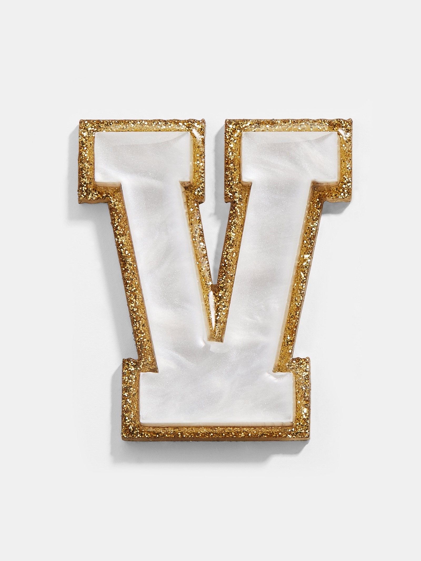 Premium Varsity Initial Sticker - White/Gold | Personalize Your Style