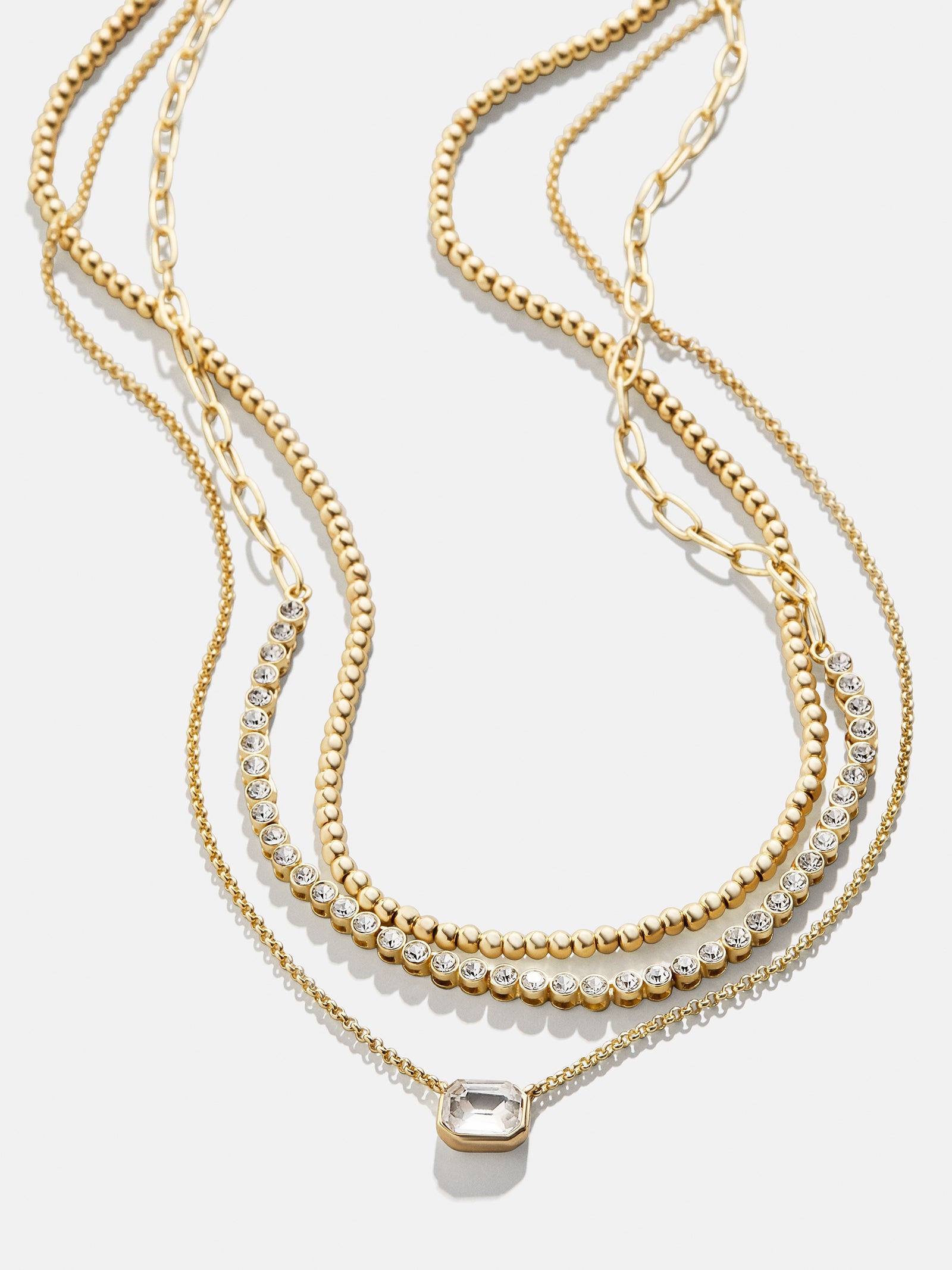 Premium Kenna Triple-Layer Necklace - Gold & Pavé