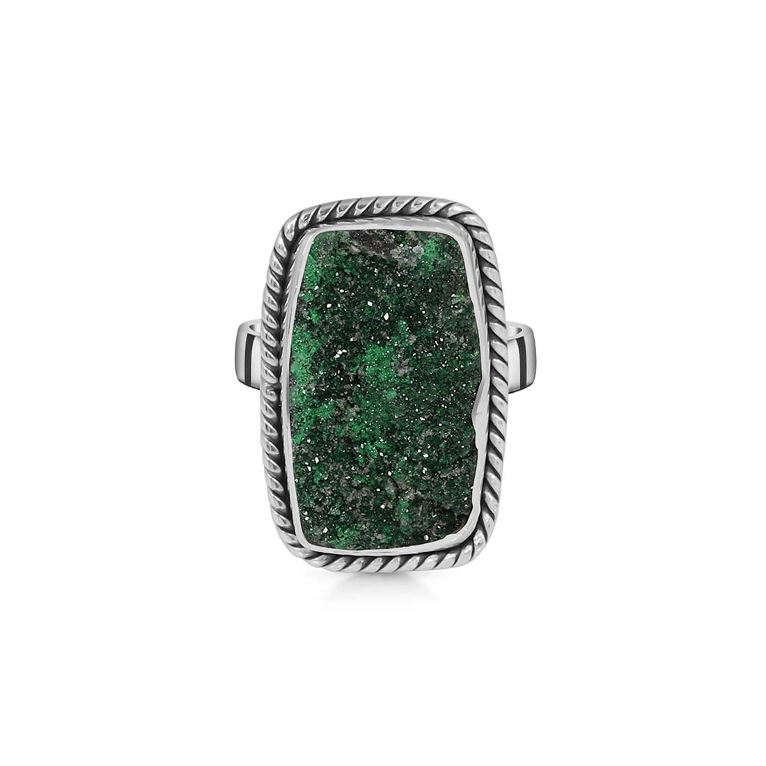 Premium Uvarovite Druzy Adjustable Ring - Ultimate Green Elegance