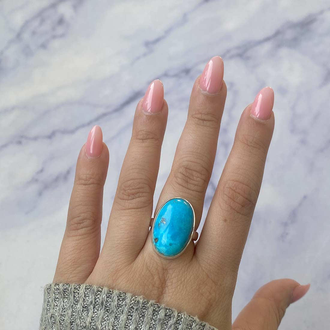 Premium Turquoise Statement Ring - TRQ-R-148 | Handcrafted Sterling Silver Jewelry