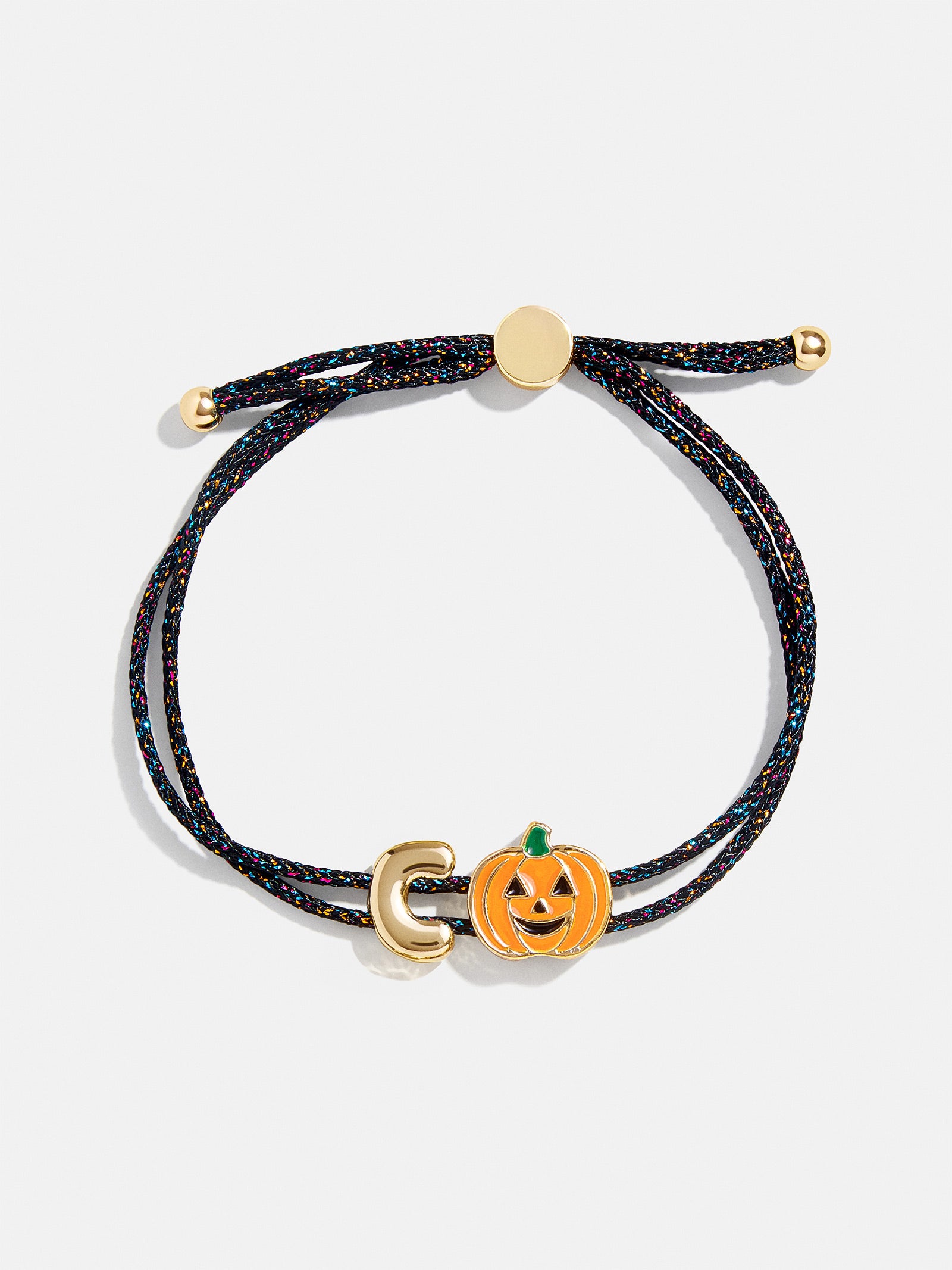 Ultimate Kids' Halloween Initial Bracelet - Festive Orange Pumpkin Charm