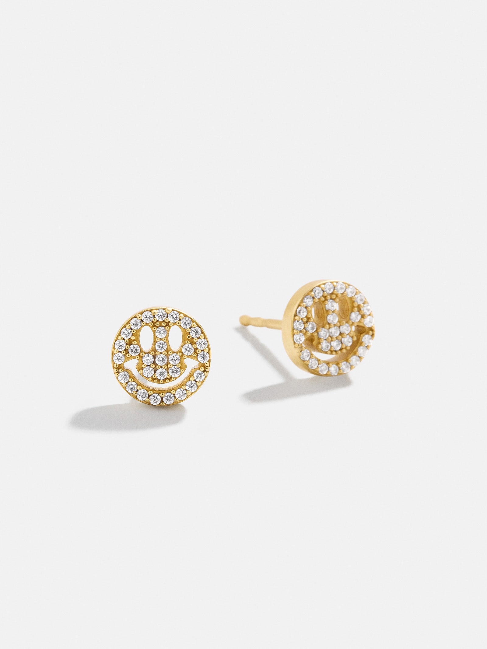 Premium 18K Gold Smiley Face Earrings - Pavé Cubic Zirconia