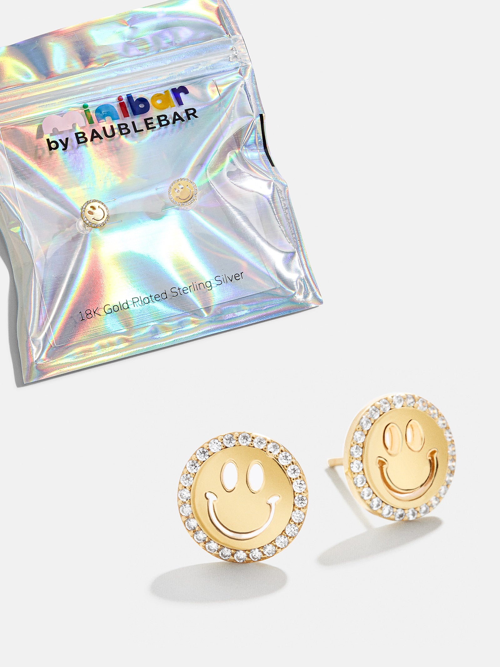 Premium All Smiles 18K Gold Kids' Earrings - Sparkling Smiley Design