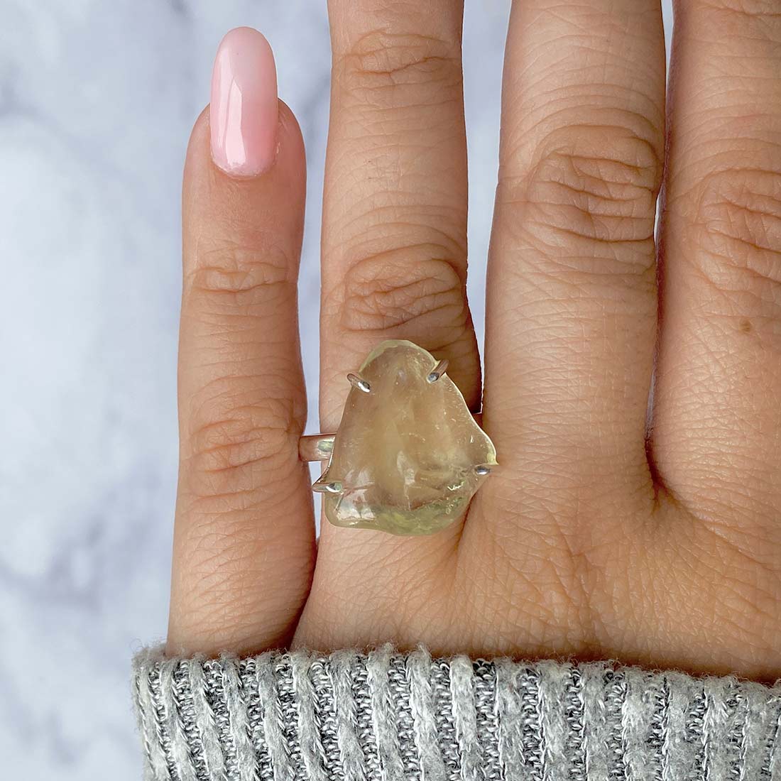 Premium Libyan Desert Glass Statement Ring - LDG-R-33