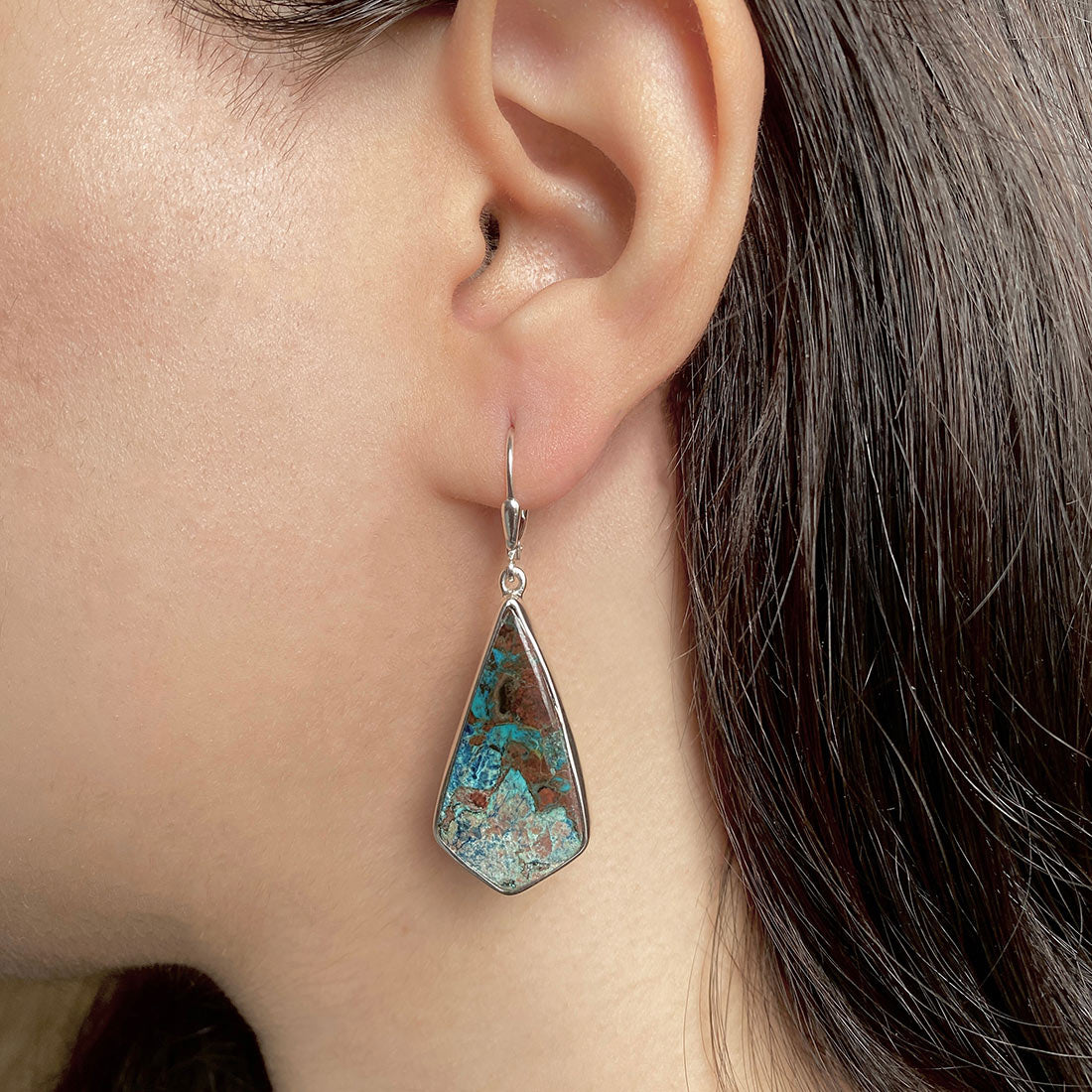 Premium Shattuckite Statement Earrings - STK-E-19