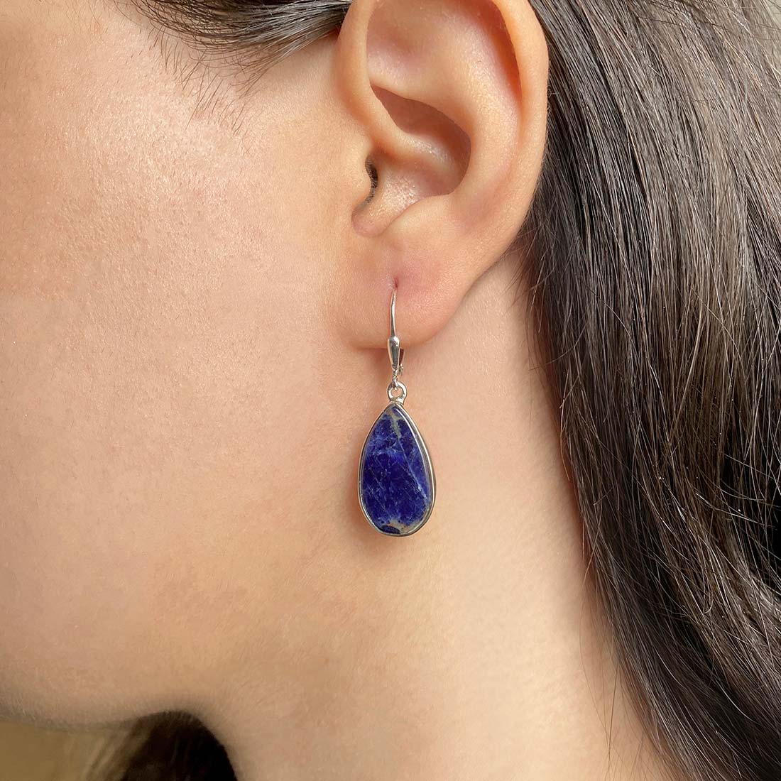 Premium Sodalite Statement Earrings - SDL-E-13 by Sagacia Jewelry