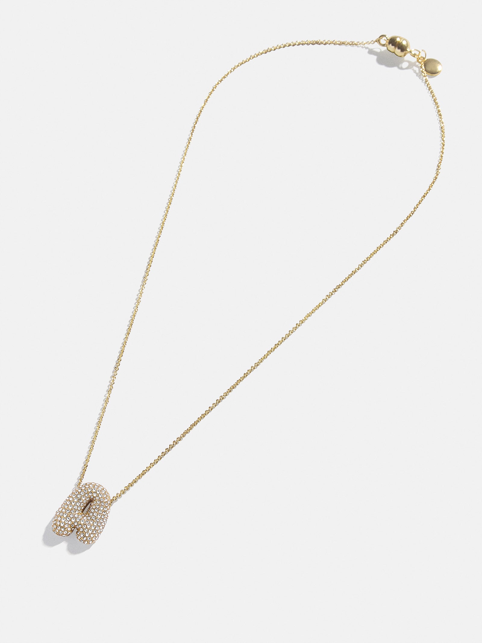 Premium Kids' Bubble Initial Necklace - Gold/Pavé