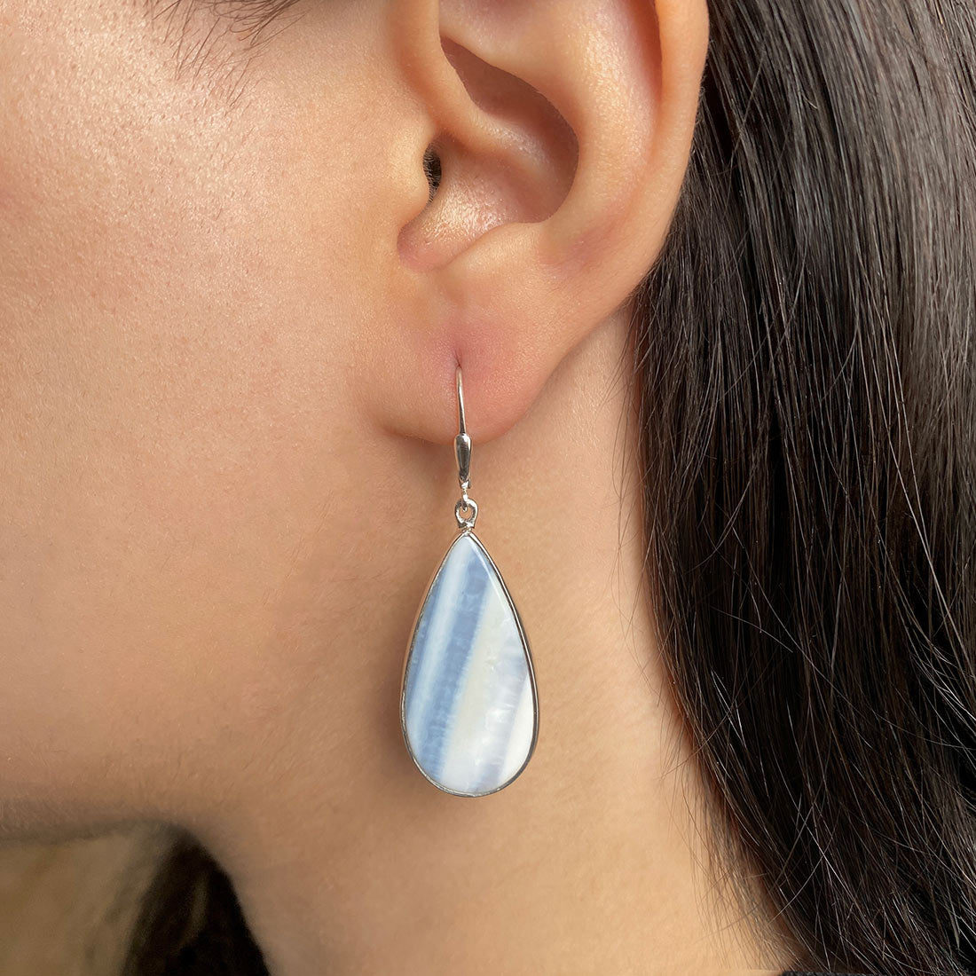 Premium Blue Opal Statement Earrings - BLO-E-21