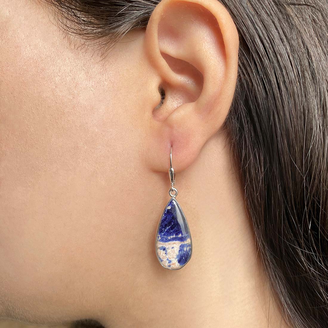 Premium Sodalite Statement Earrings - Ultimate Elegance (SDL-E-30)