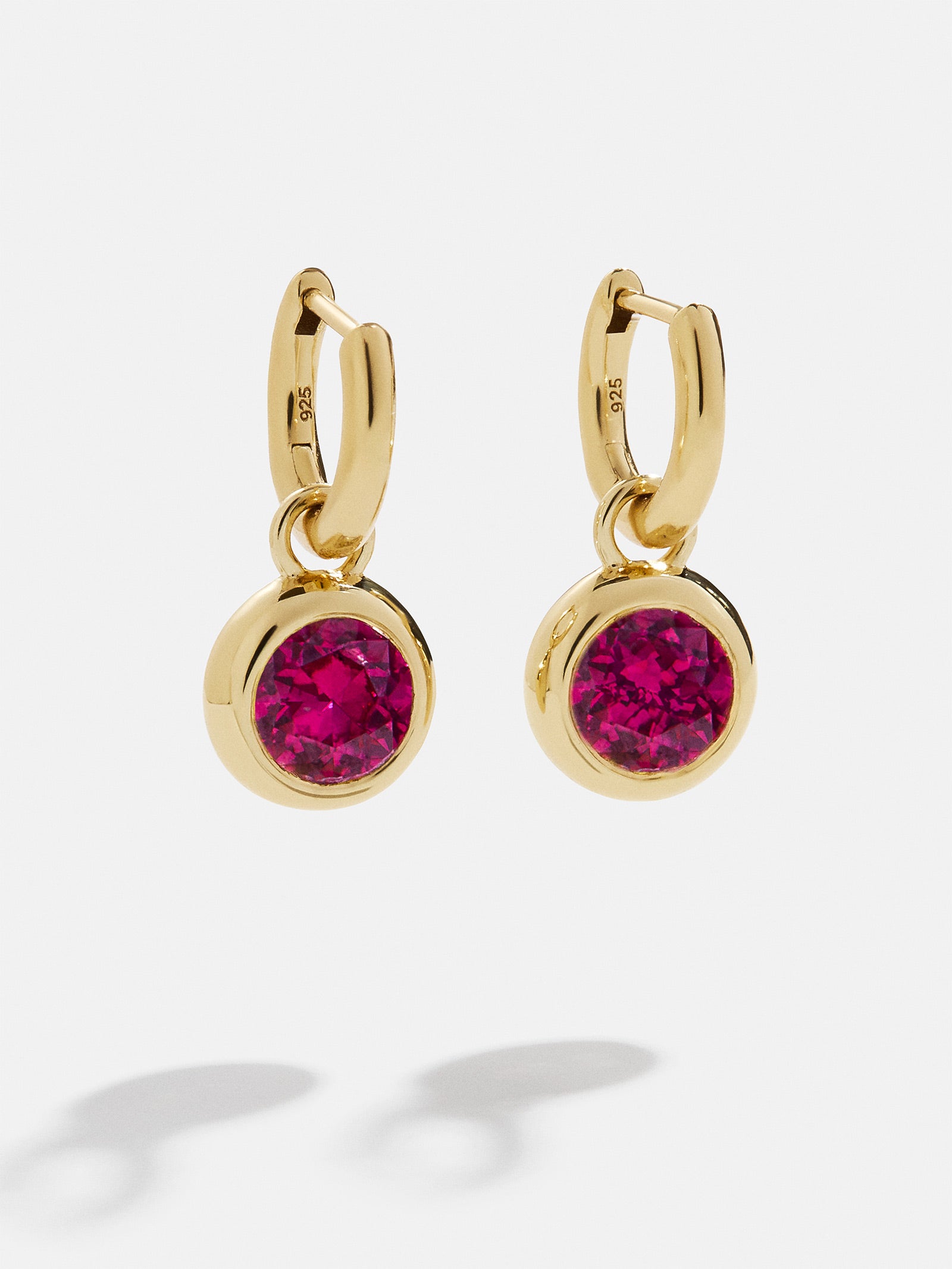 Premium 18K Gold Ruby Birthstone Drop Earrings - Elegant & Timeless