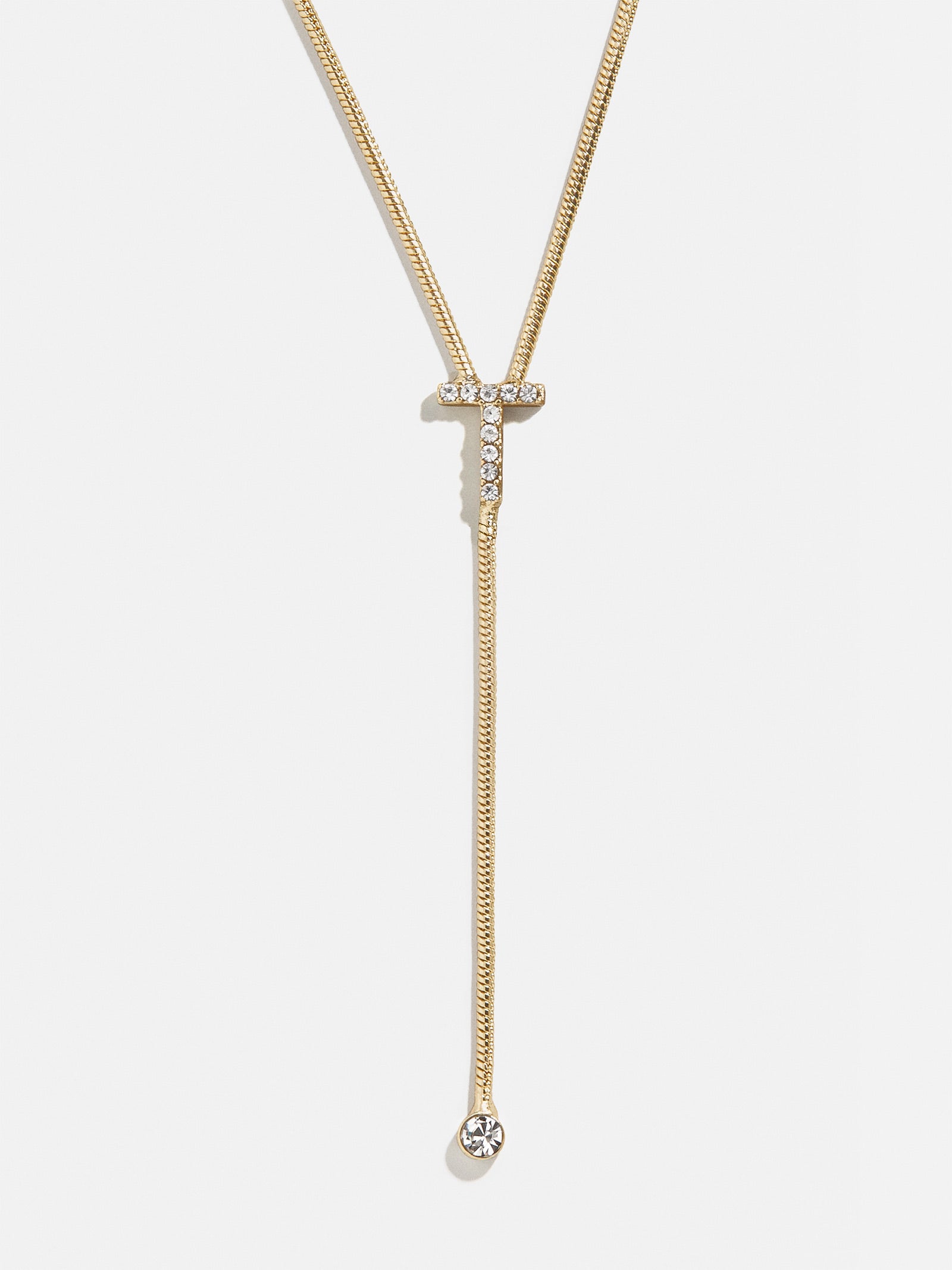Premium Pavé Initial Y-Chain Necklace - Gold Elegance