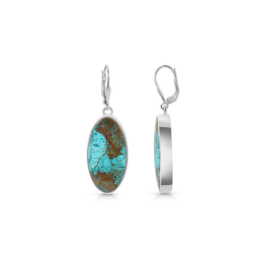 Premium Shattuckite Statement Earrings - Elegant Earthy Silver Jewelry