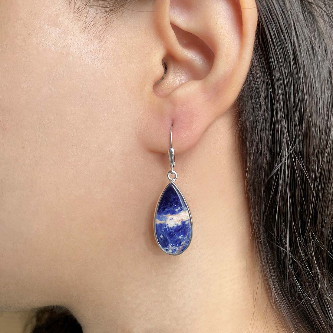 Premium Sodalite Statement Earrings - SDL-E-24 by Sagacia