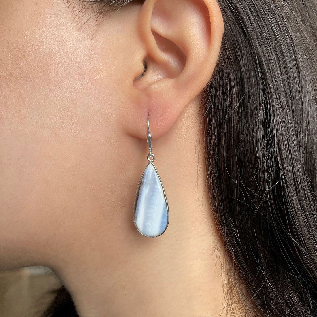 Premium Blue Opal Earrings - Elegant Sterling Silver Jewelry