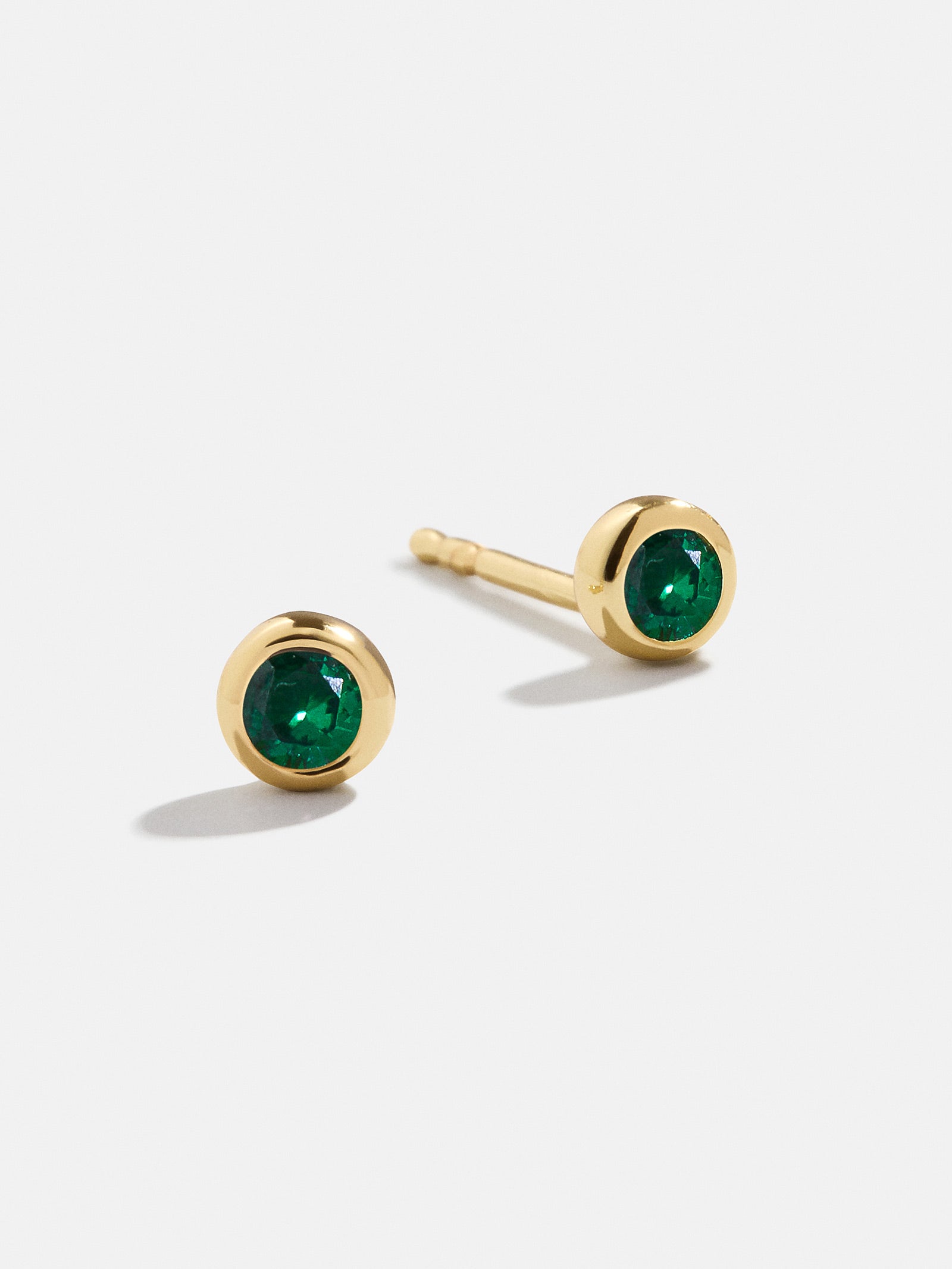 Premium 18K Gold Emerald Birthstone Stud Earrings