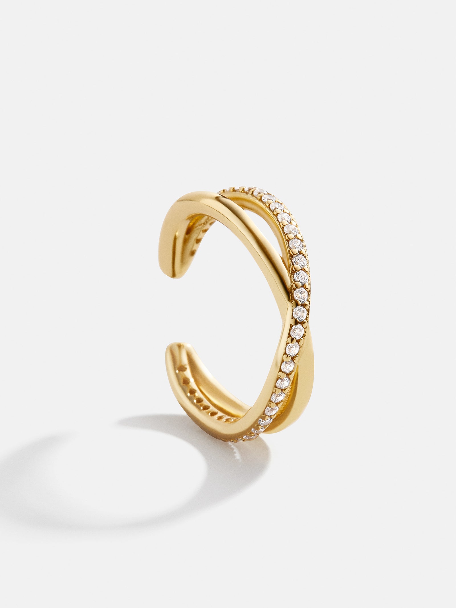 Ultimate Luxury: Mercedes 18K Gold Ear Cuff with Pavé Crystals