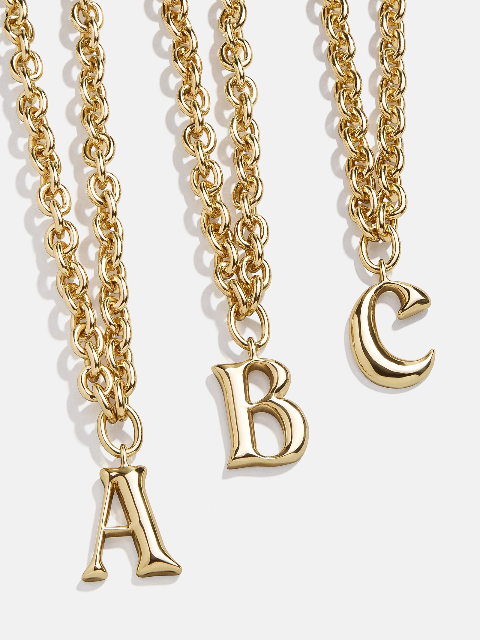 Premium Chunky Charm Initial Necklace - Gold