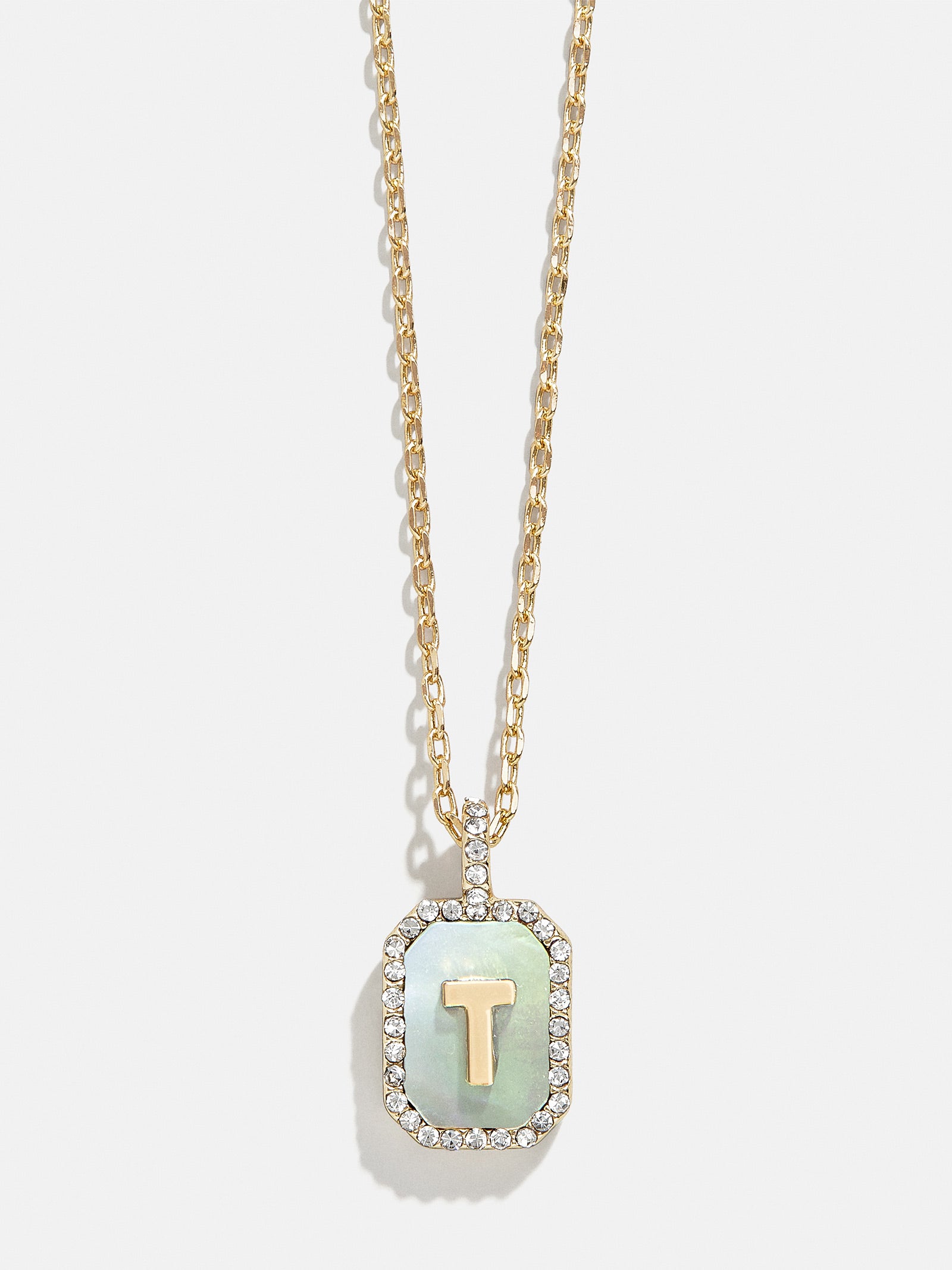 Premium Gold & Dark Mother Of Pearl Initial Necklace - Personalized Elegance