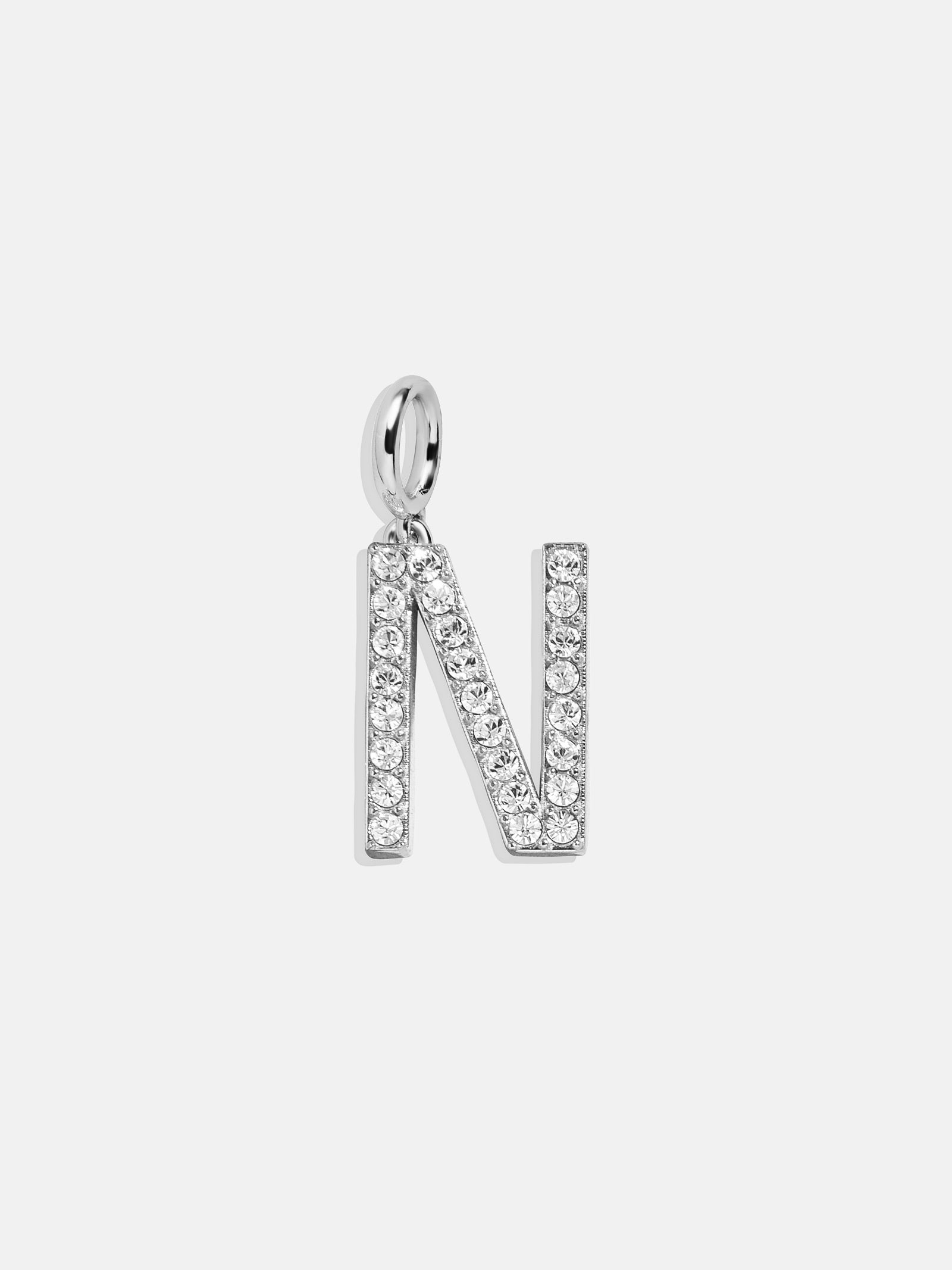 Premium Silver Pave Initial Cluster Charm Necklace