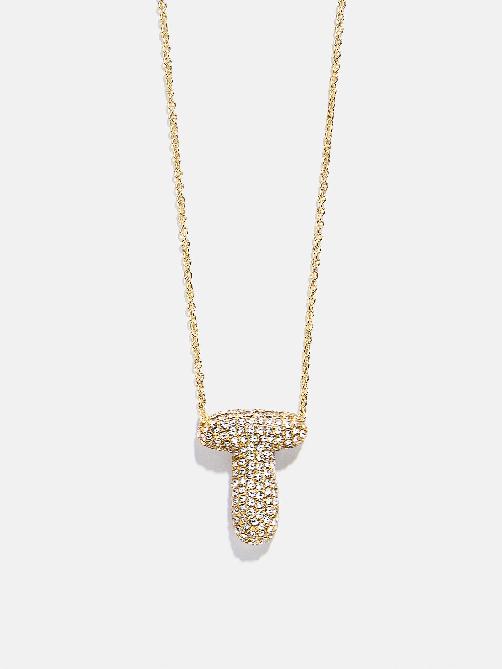 Premium Kids' Bubble Initial Necklace - Gold/Pavé