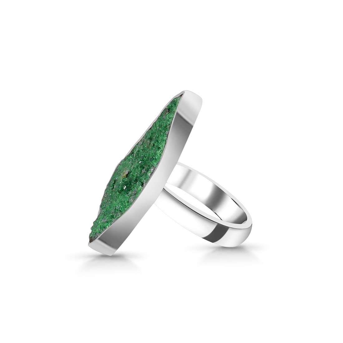 Premium Uvarovite Druzy Adjustable Ring - Elegant Green Gemstone Jewelry (UVR-R-37)