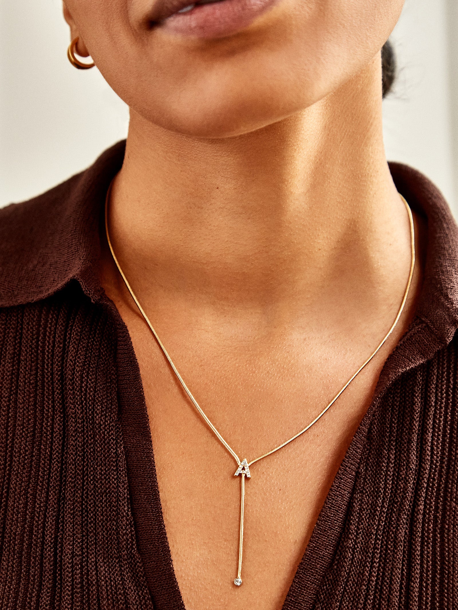 Premium Pavé Initial Y-Chain Necklace - Gold Elegance