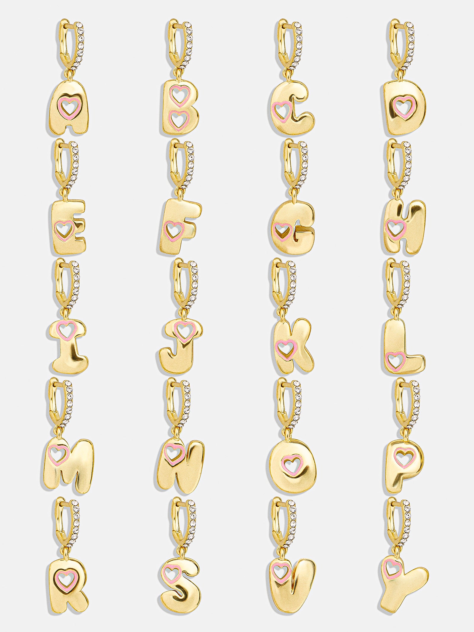 Premium Kids' Initial Earrings - Gold & Rainbow Heart