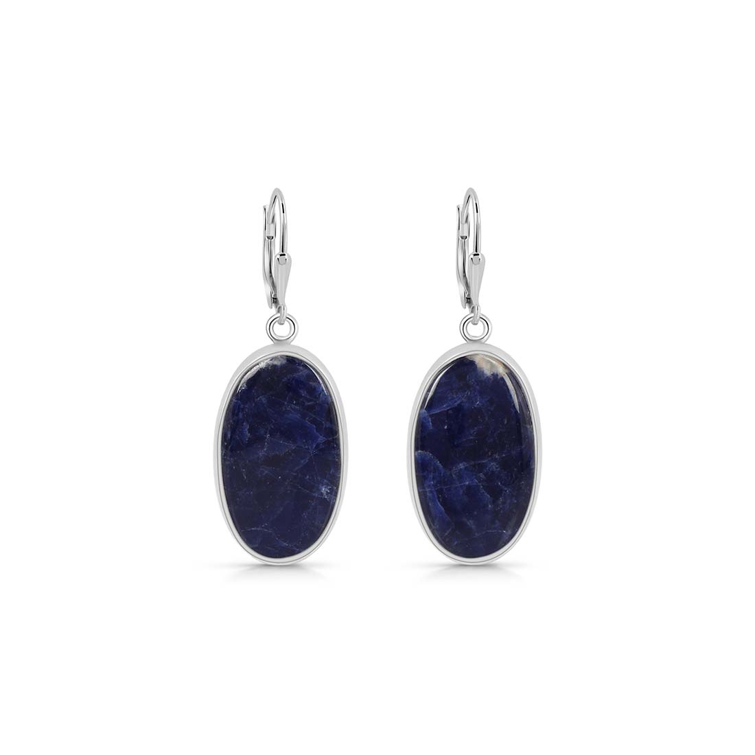 Premium Sodalite Statement Earrings - Elegant 925 Sterling Silver (SDL-E-27)