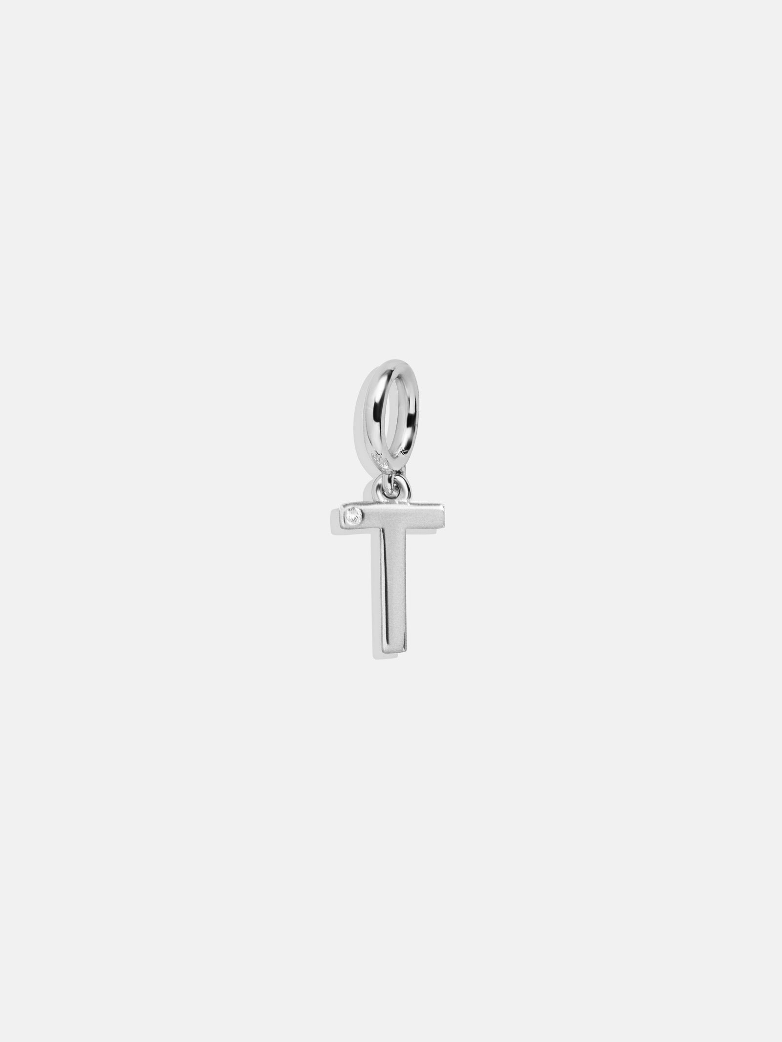 Premium Silver Initial Cluster Charm Necklace - T