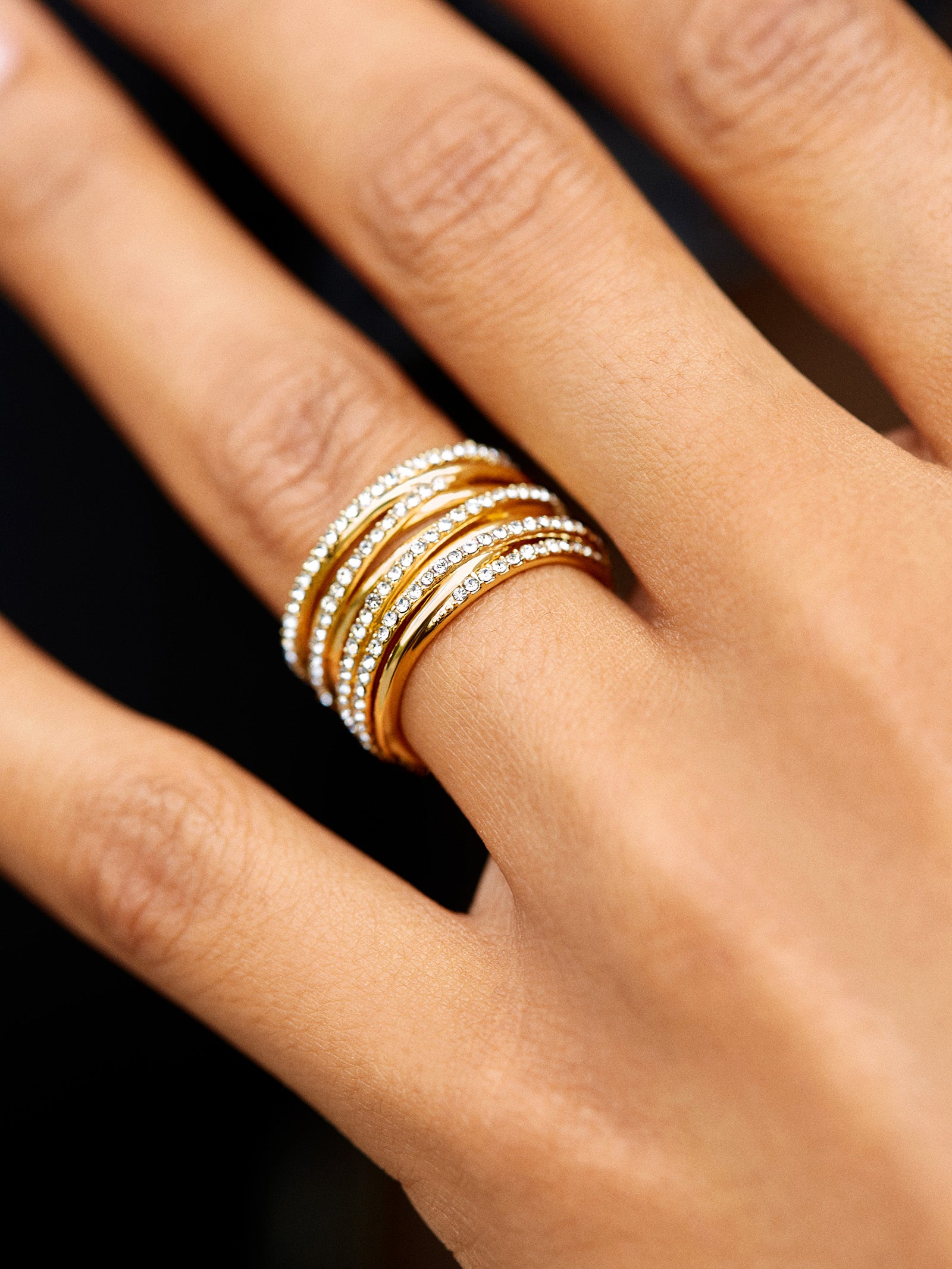 Ultimate Jamila Ring - Gold & Pavé Stacked Design