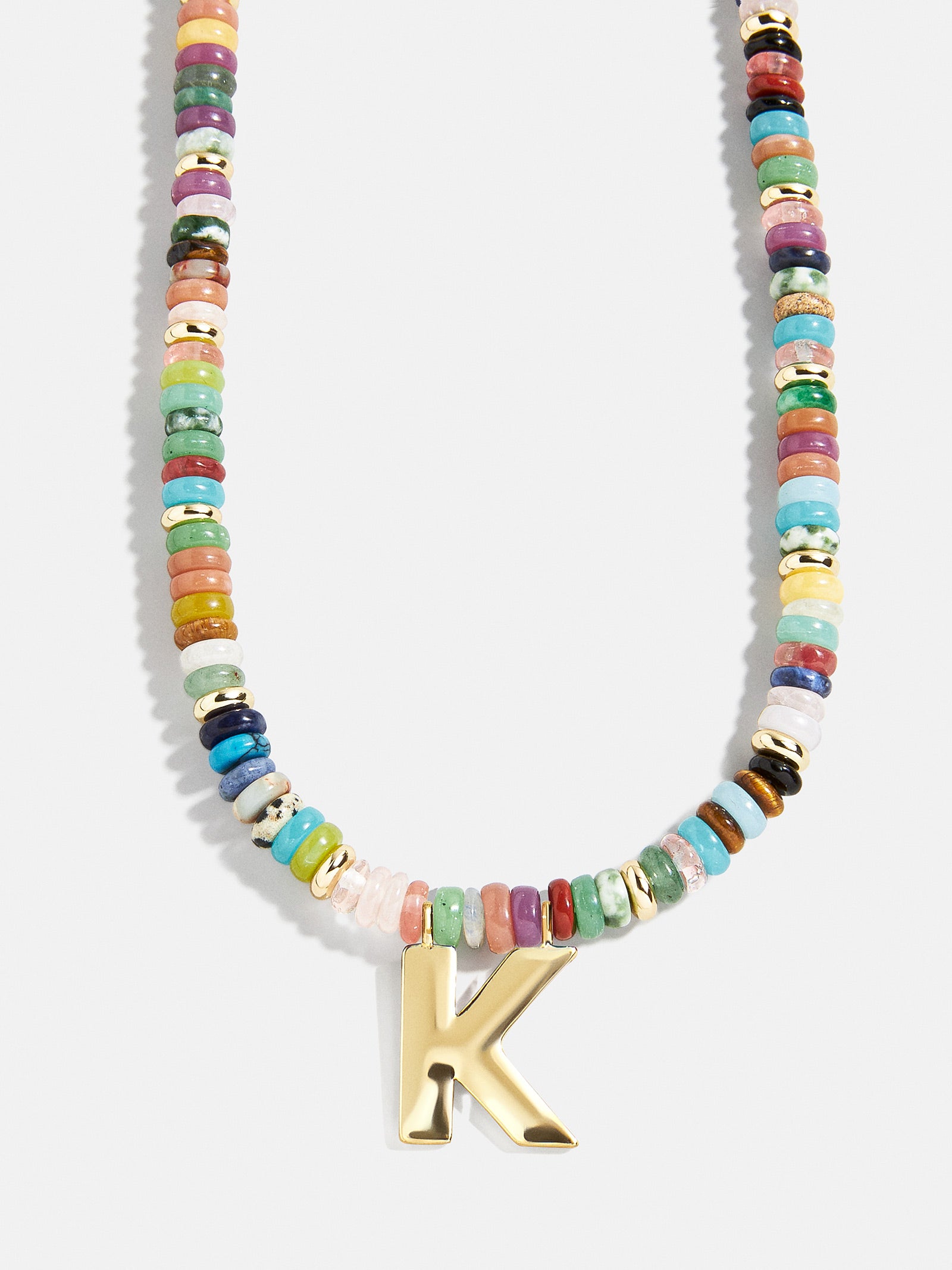 Ultimate Semi-Precious Block Initial Necklace - Personalized & Vibrant