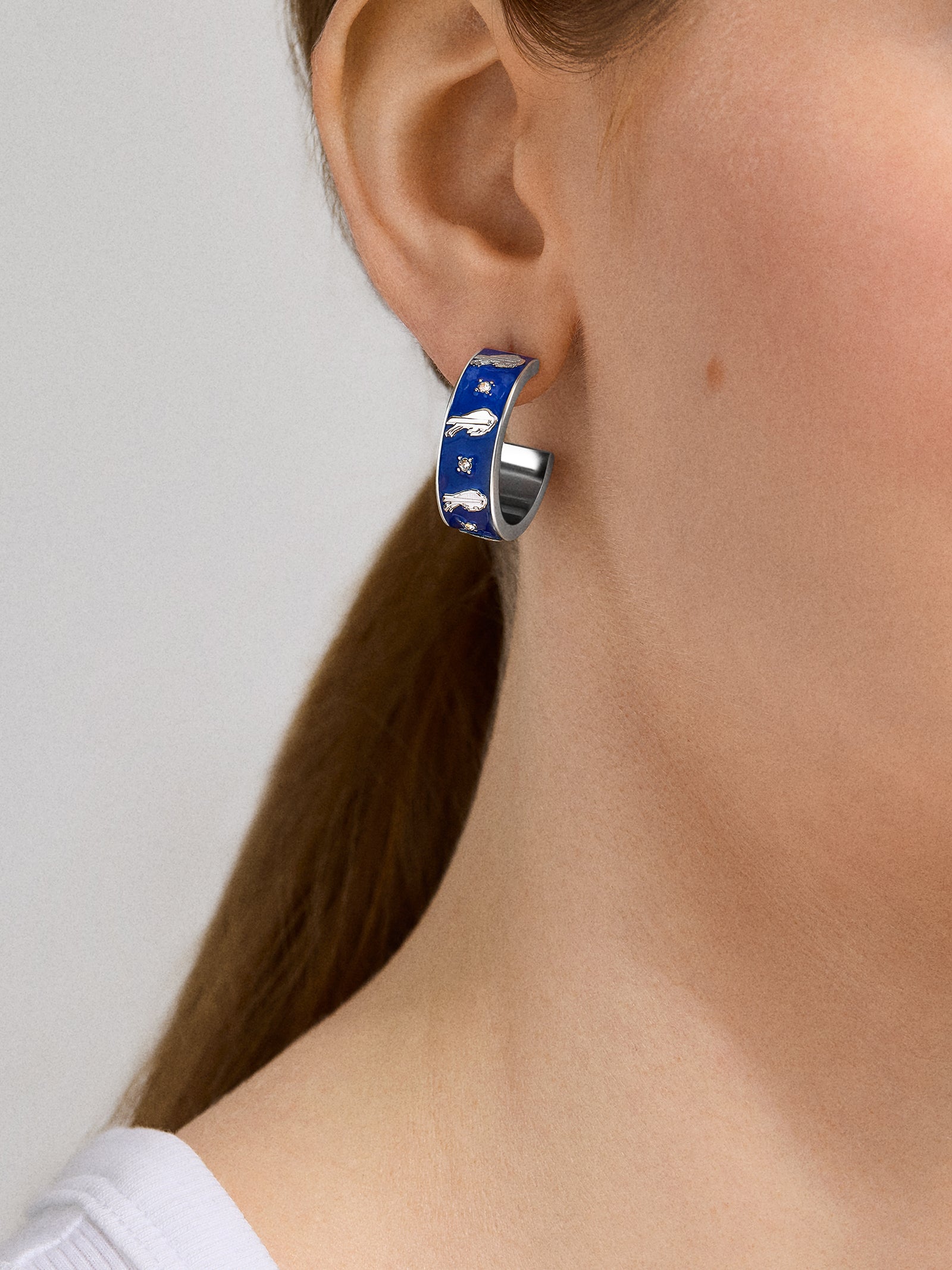 Premium Buffalo Bills Enamel Hoop Earrings by WEAR x Erin Andrews - Officially Licensed NFL Gear