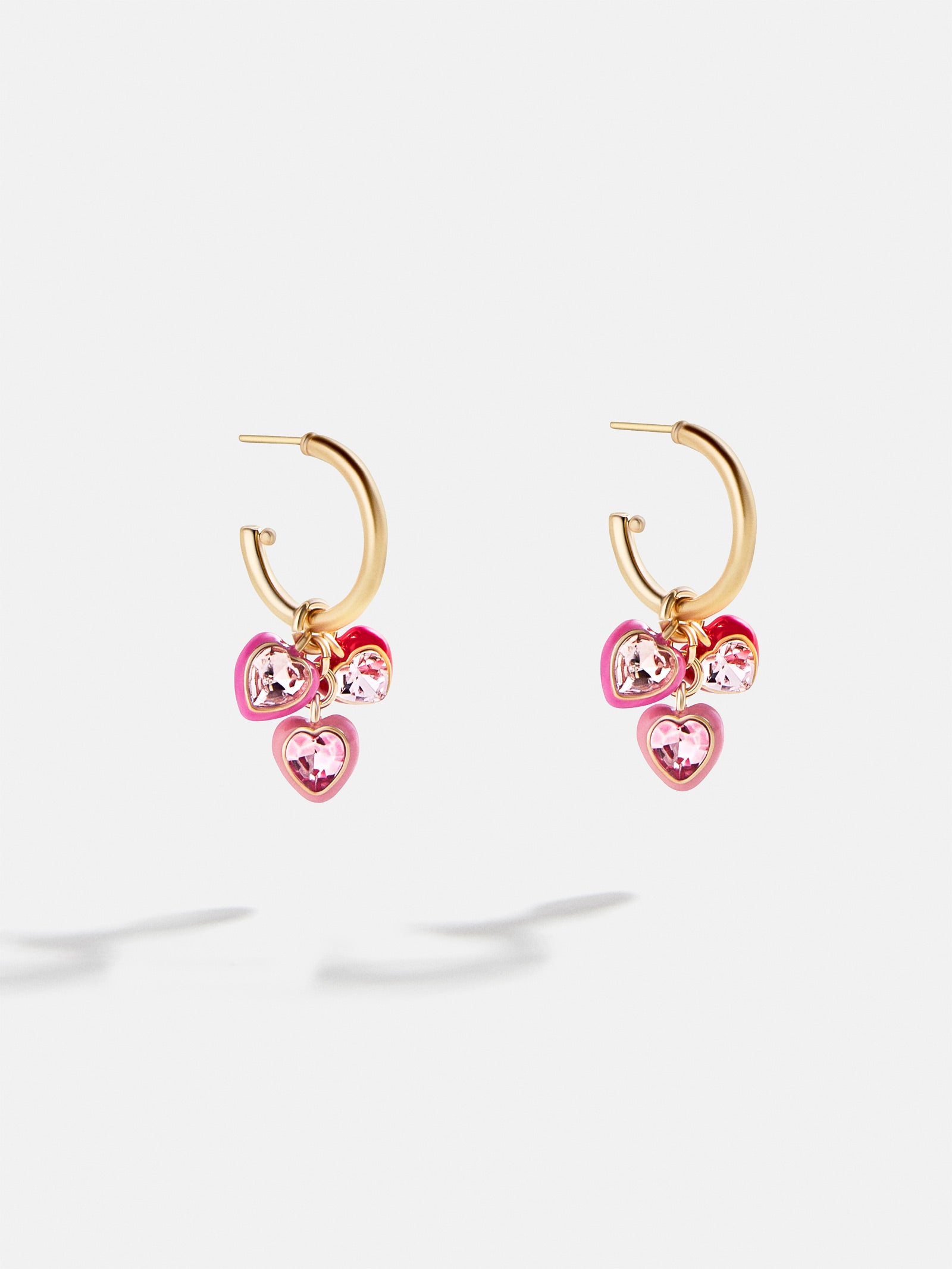 Evelyn Heart Hoop Earrings - Rose Gold & Crystal