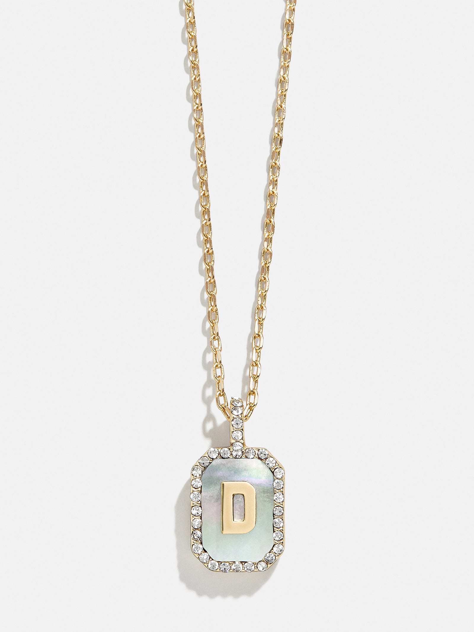 Premium Gold & Dark Mother Of Pearl Initial Necklace - Personalized Elegance