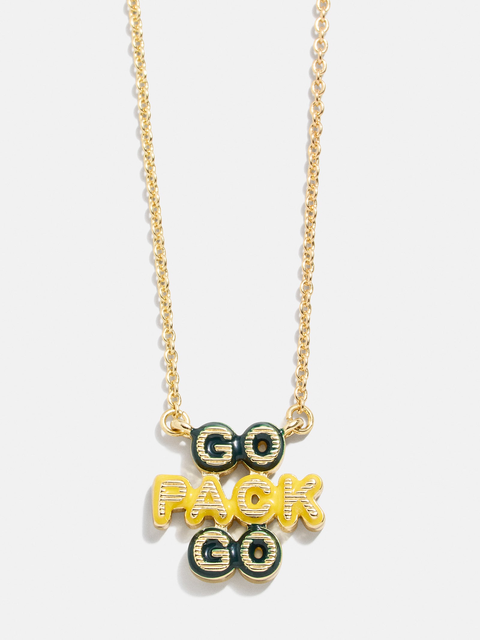 Premium Green Bay Packers Enamel Slogan Necklace by WEAR x Erin Andrews - Show Your Team Spirit