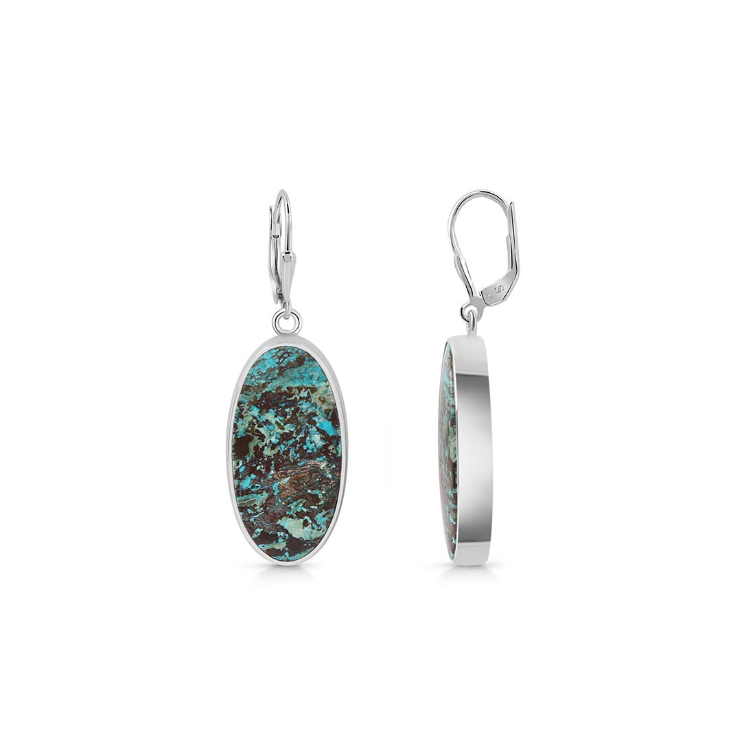 Premium Shattuckite Statement Earrings - Elegant Silver Jewelry (STK-E-12)