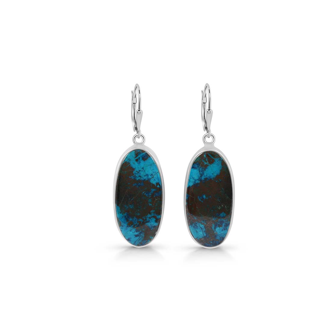 Premium Shattuckite Statement Earrings - Elegant Silver Jewelry