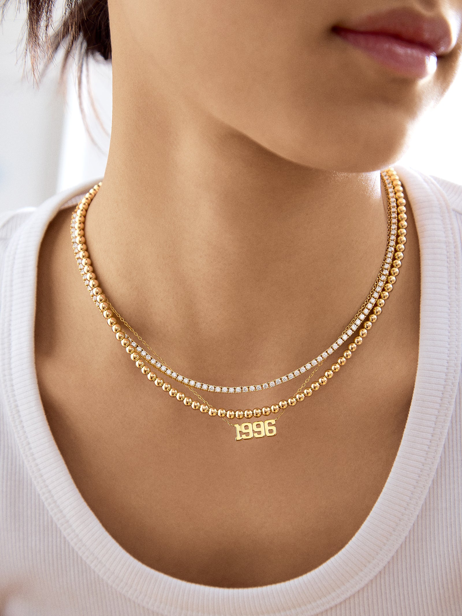 Premium 18K Gold Custom Number Necklace - Varsity Font Design