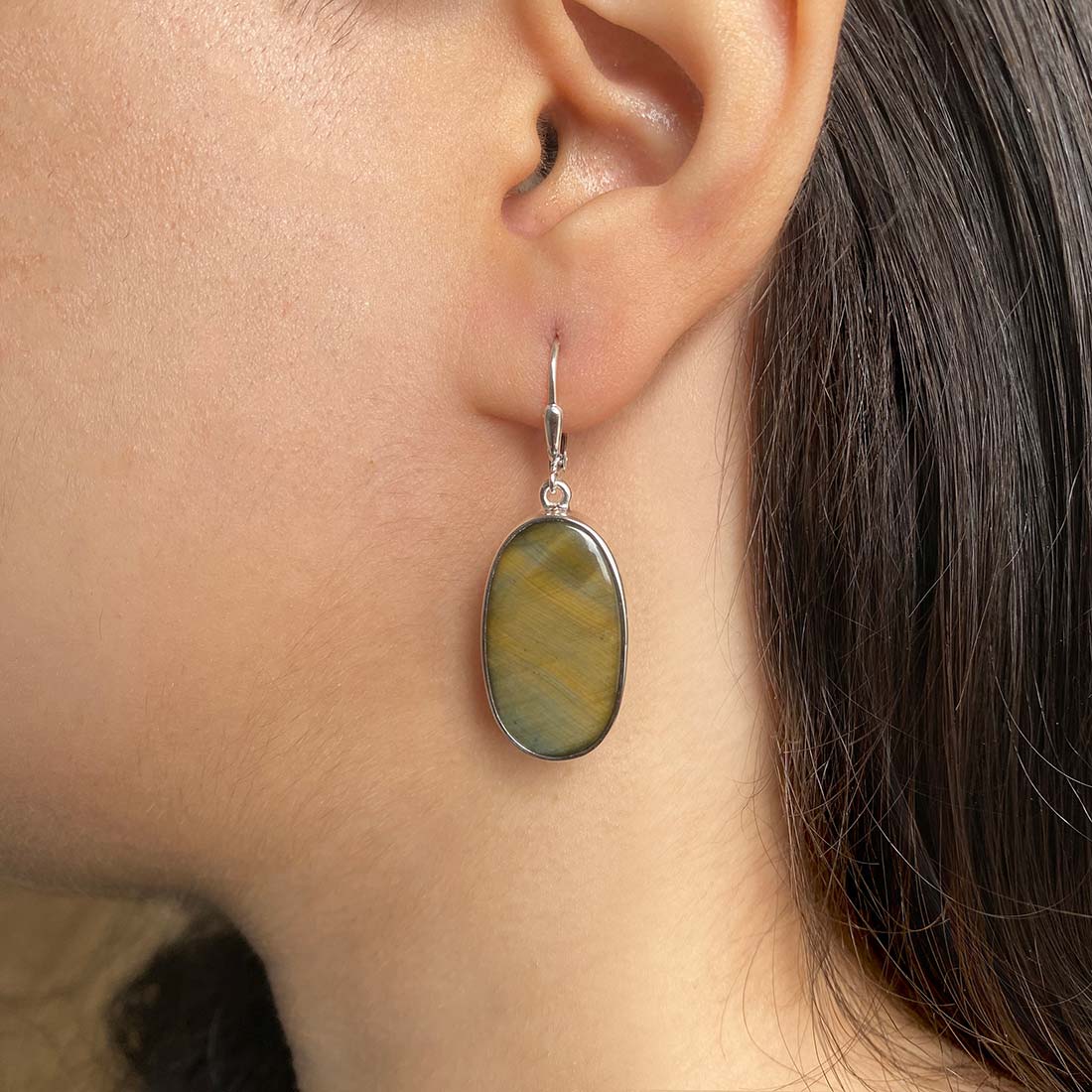 Premium Blue Tiger Eye Statement Earrings - Sagacia Jewelry