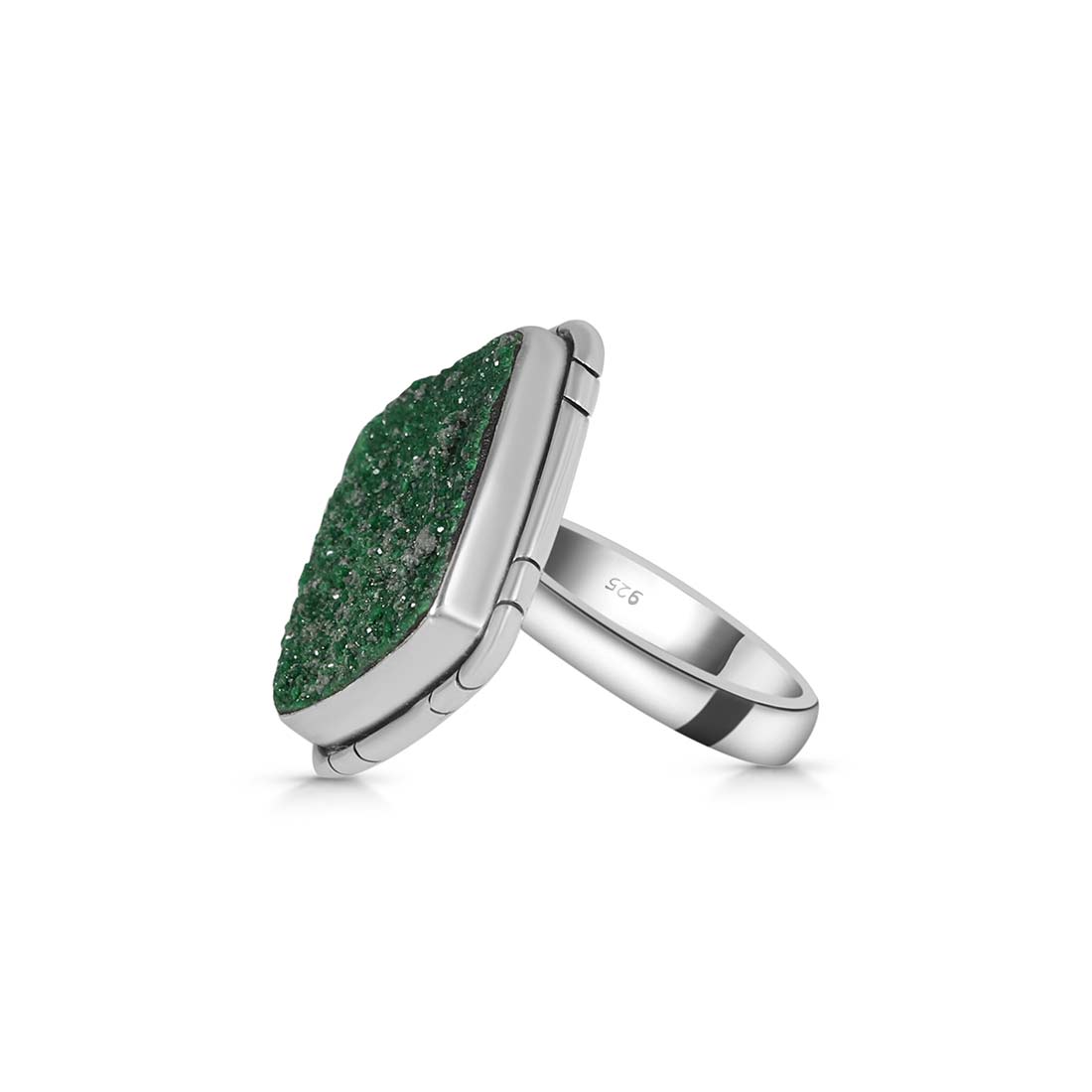 Premium Uvarovite Druzy Adjustable Ring - Ultimate Elegance (UVR-R-44)