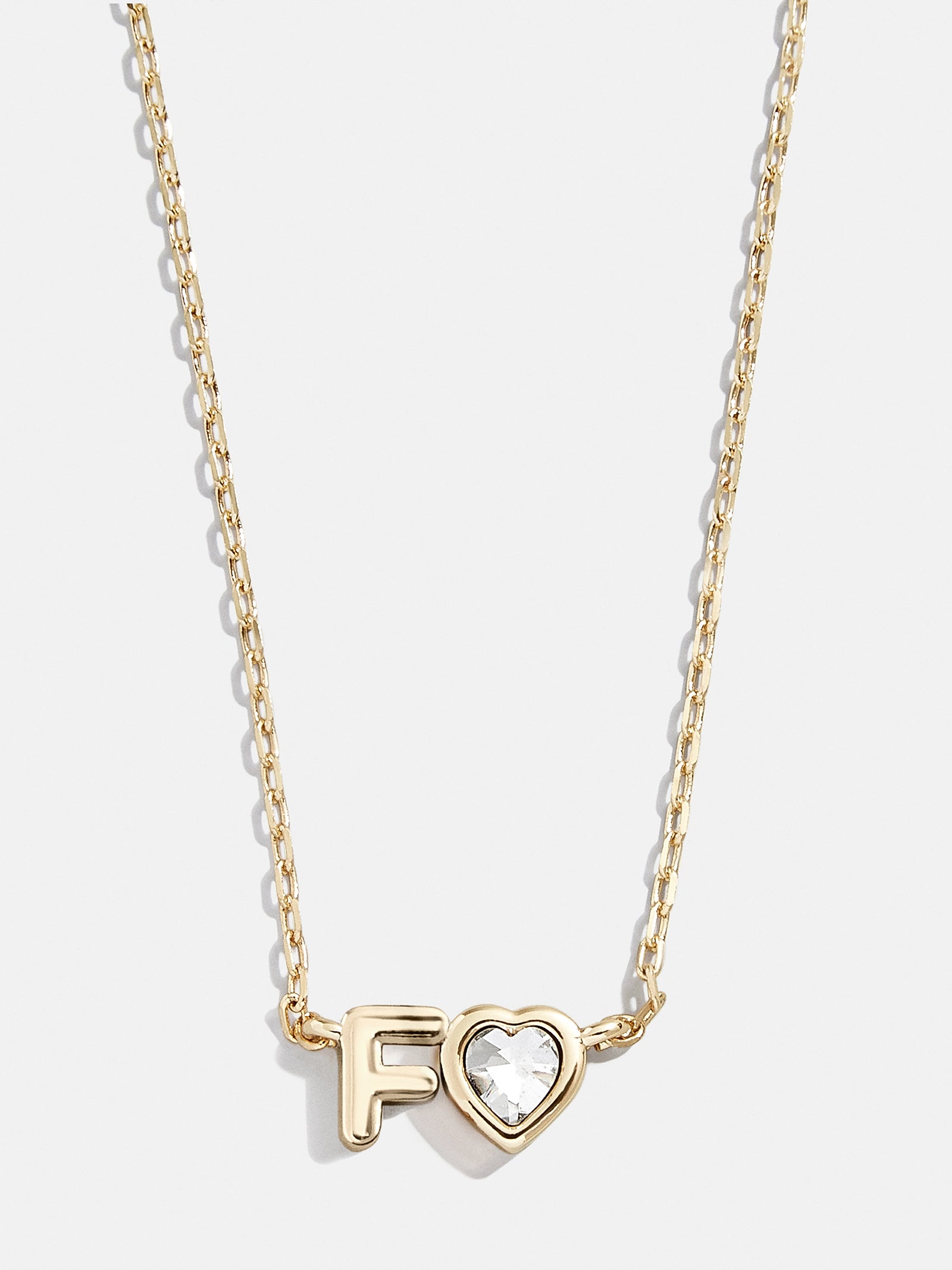 Premium Fiona Initial Necklace - Gold & Crystal Heart