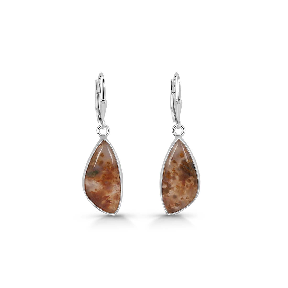 Premium Ocean Jasper Statement Earrings - Elegant 925 Sterling Silver Design