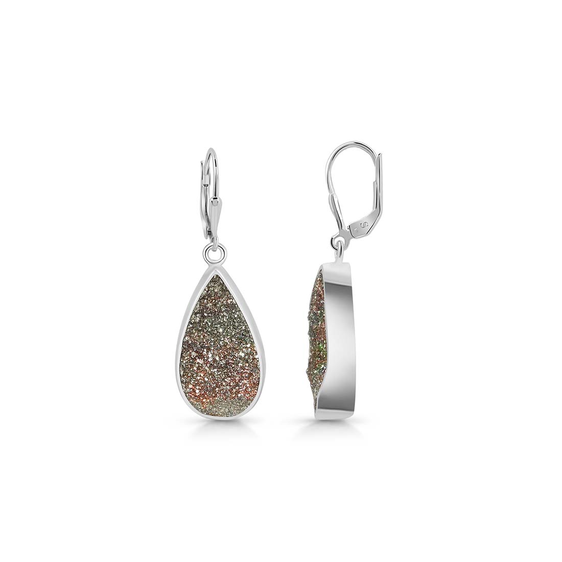 Premium Spectropyrite Druzy Earrings - Elegant Statement Jewelry